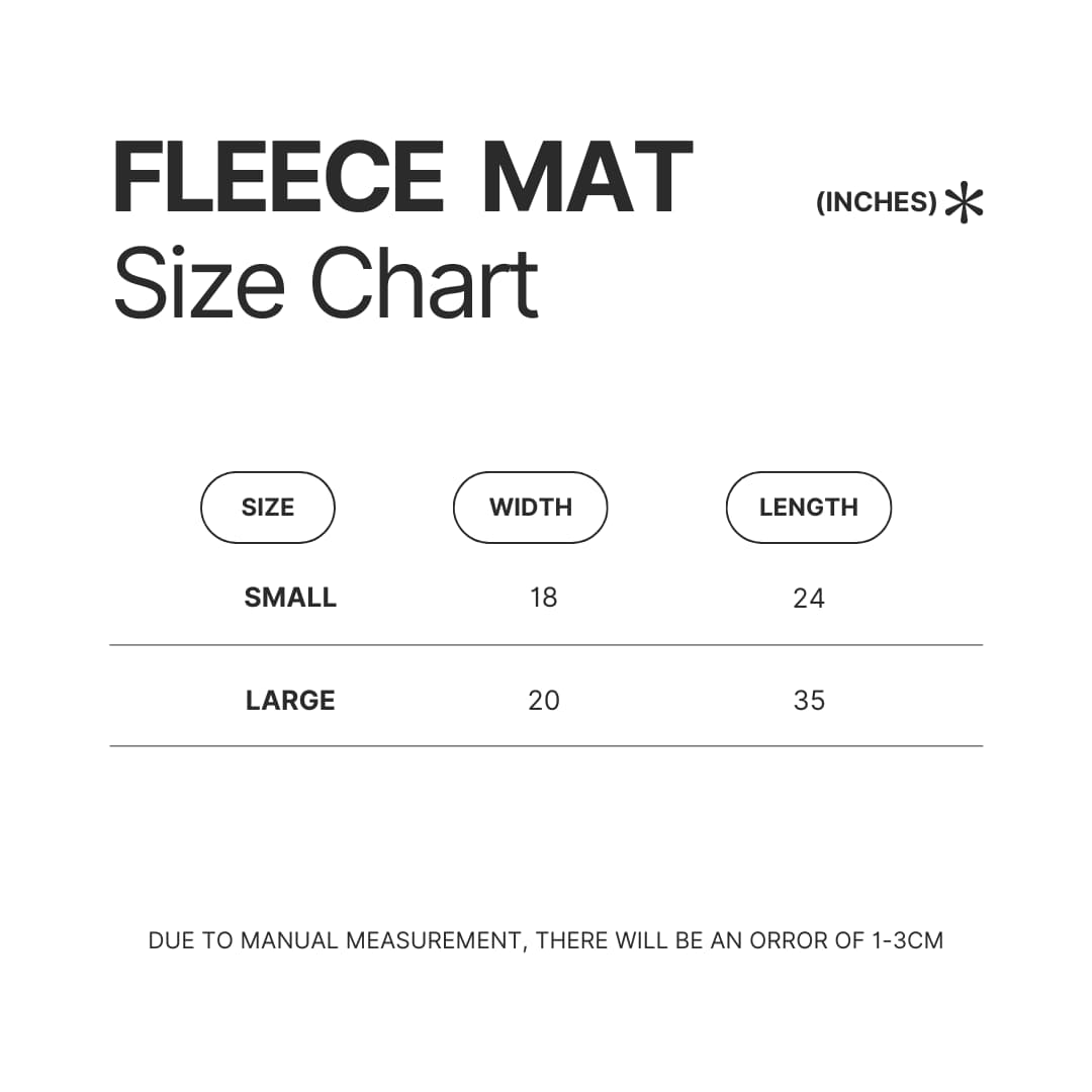 Fleece Mat Size Chart - Sword Art Online Merchandise