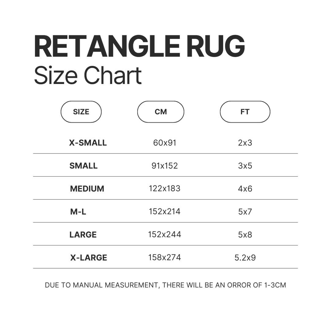 Retangle Rug Size Chart - Sword Art Online Merchandise
