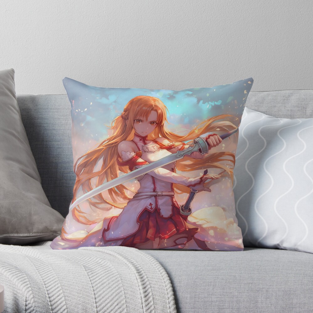 Asuna Sao Cute Anime Girl Throw Pillow