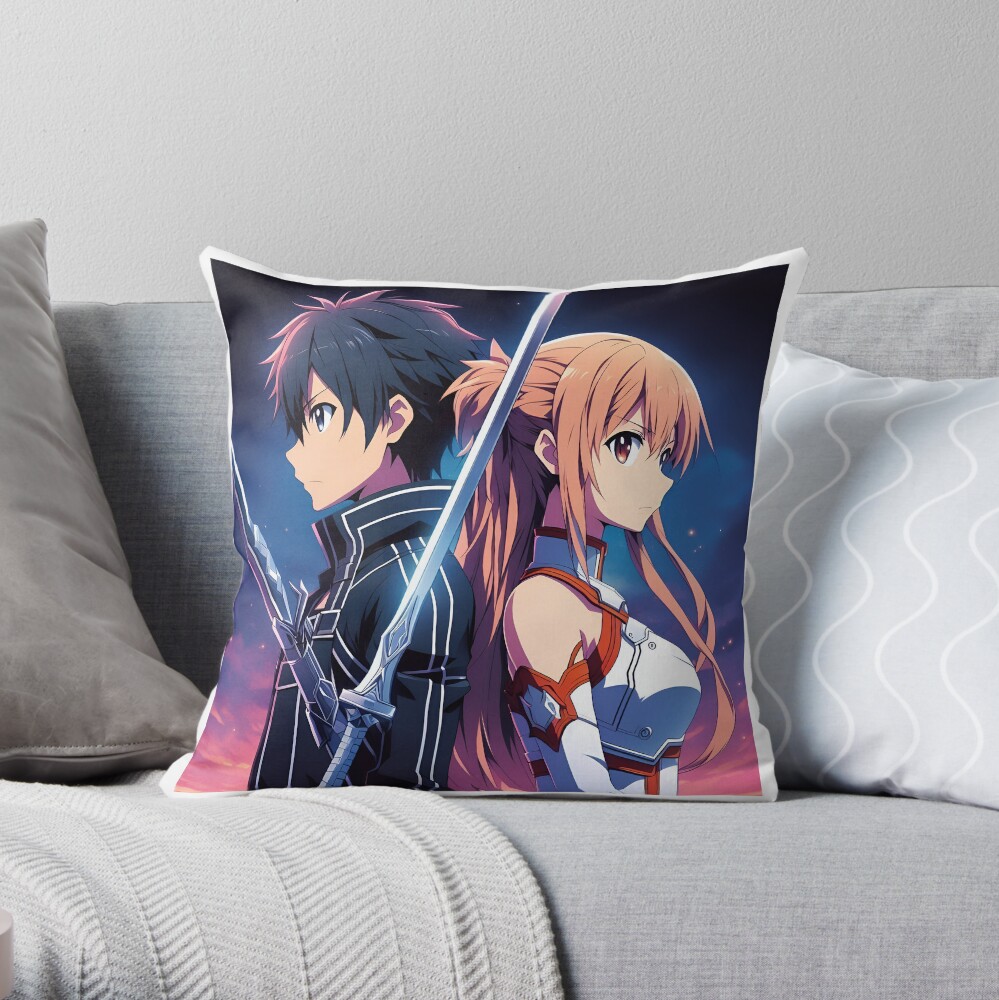 Kirito And Asuna Throw Pillow