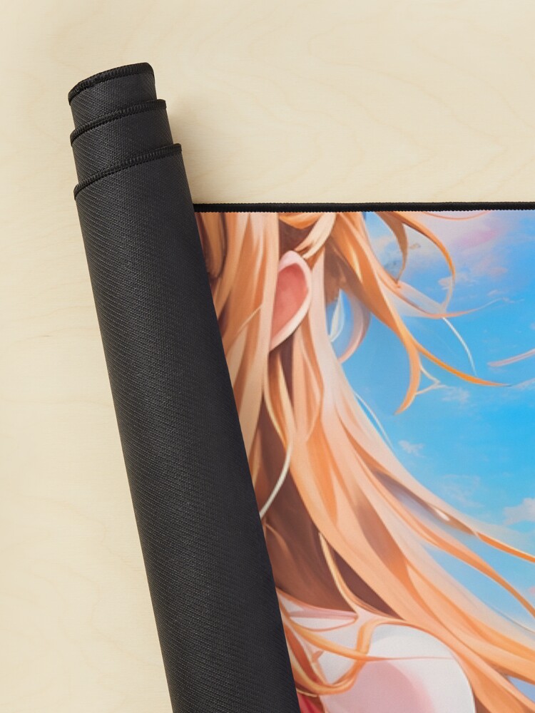 Asuna Sao Cute Anime Girl With Long Hair And Sword In Hand Ready For Battle Oil Painting Style Sword Art Mouse Pad - Image 2